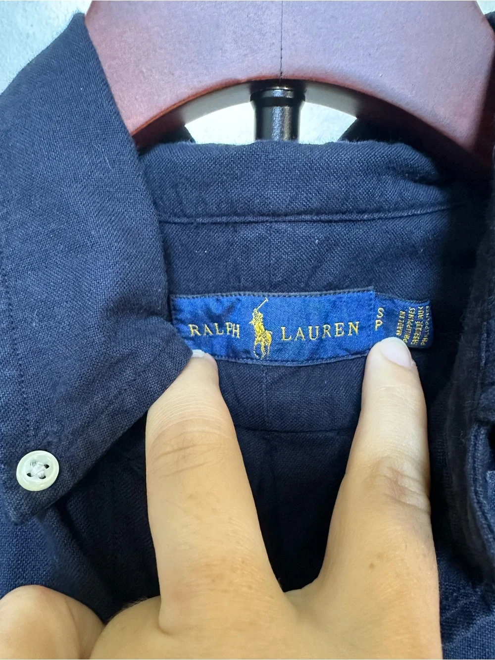 Polo by Ralph Lauren Navy Button-Down Shirt with Red Pony size small